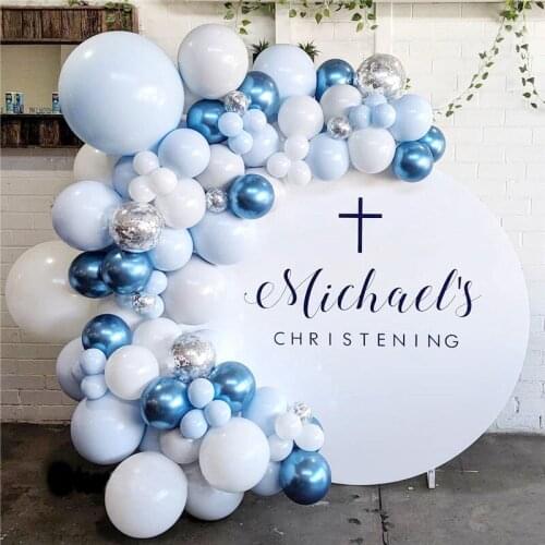 Blue silver latex balloon birthday decoration party supplies wedding decoration balloon chain set balloon arch