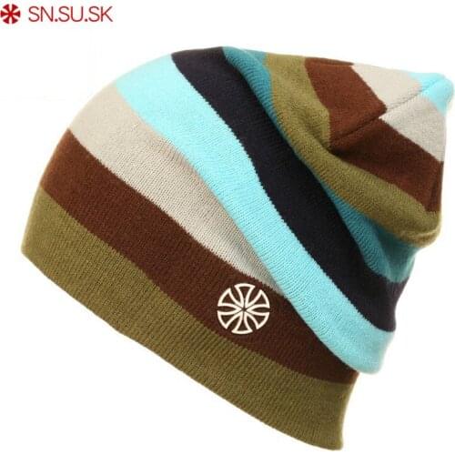 SNSUSK Brand Winter Snowboard Ski hat Skating Lot Caps Skullies And Beanies For Men Women Rainbow Color Hip Hop Caps 02-9072
