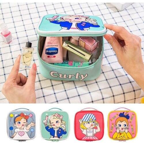 Female Large Capacity Cosmetic Bag Candy Girl Zipper Makeup Bag Travel Beauty Case Lollipop Girl Make up Hand bags Neceser Mujer