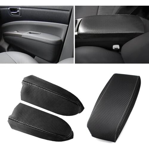 Carbon Texture Leather Armrest Cover For Toyota Prius 2004 2005 2006 2007 2008 2009 2pcs Front Door Armrest Panel Cover Trim