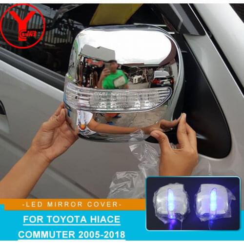 YCSUNZ abs chrome led rearview mirror cover parts accessories for Toyota Hiace Commuter 2005-2018 2008 2009 2010 2012 2014 2018