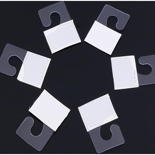 Factory Round Hole Clear Hanging Display Tabs for Retail Display Promotional Self Adhesive Die Cutting Rack Adhesive Hang Tabs