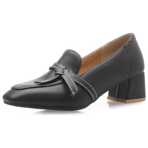 Big Size 11 12 13 14 15 ladies high heels women shoes woman pumps Shallow square-toed square-heeled overshoes with thick heels