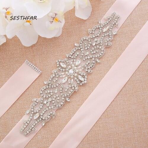 Silver Crystal Bridal Belt Sash Diamond Wedding Sash Thin Rhinestones Wedding Belt For Women Dresses J126