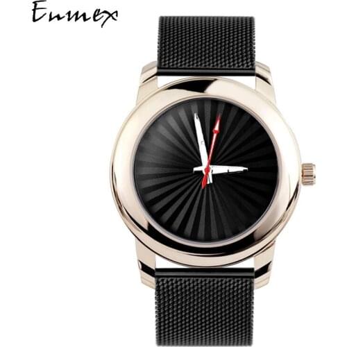 2019 Enmex creative gloden wristwatch Luminous hands Solar stripe stainless steel strap fashion Stylish clock quartz watch