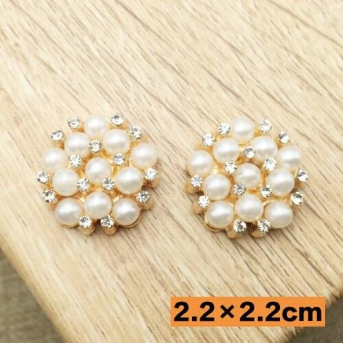 22mm Handmade round Shape Clear Pearl Flatback Crystal Decorative Rhinestone Button For Wedding Embellishment