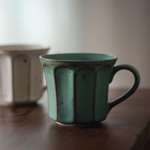 252ml Black and White Ceramic Coffee Cup Japanese Art Retro Stoneware Couple Mug Simple Home Office Afternoon Tea Tea Cup Single