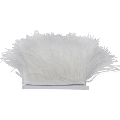 White Pink Ostrich Feathers Trim For Needlework 8-15Cm Plumas Fringe Ribbon Wedding Dress Decoration Plumes Feather DIY Crafts