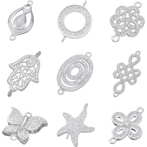 Juya DIY Jewelry Making Accessories Handmade Decorative Heart Flower Fatima Connector For Women Bracelet Earring Making Material