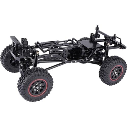 RC Car Aluminium Alloy CNC Upgrade Chassis Frame with Rubber Tires Fit for Axial SCX24 1:24 RC Rock Crawler Car DIY