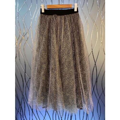 Ball Gown Skirts 2021 Autumn Winter Fashion Long Skirts Women Sexy Tulle Mesh Patchwork Casual Party Vintage Maxi Skirts Clothes