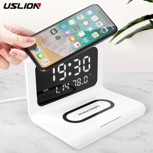 Wireless Charging Alarm Clock Thermometer wireless charger fast charge for Iphone X/XS/XR/11 12 Pro for Sumsung S10/9 for xiaomi