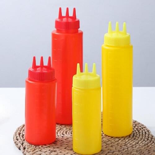 3 Hole Large Capacity Condiment Bottles Refillable Squeeze Bottle Food Grade Pe Material Salad Dressing Bottle Kitchen Gadget
