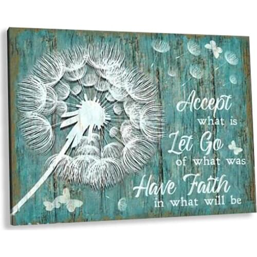 Rustic Country Painting Canvas Blue Wood Texture White Dandelion Floral Posters Wall Arts Prints Decor For Bedroom Bathroom Home