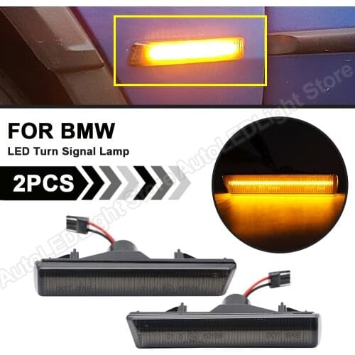 2Pcs For BMW 3 7 Series E38 E46 M3 2001 2002 2003 2004 2005 2006 LED Side Marker Flashing Light Turn Signal Indicator Lamp Smoke