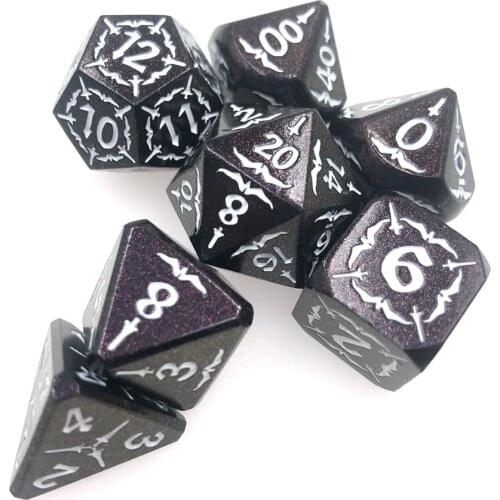 DnD Metal Dice RPG MTG Italics Font Include Pouch A Variety of Colors 7 Pcs Set D4 D6 D8 D10 D12 D20 Table Games Dados Dices