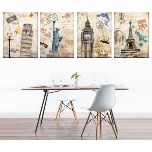 City Landscape Canvas Paintings New York London Italy Modular Pictures Wall Art Canvas for Living Room Decoration No Framed