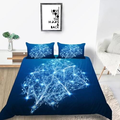 Hot Sale Bed Set Single Fashionable Blue Duvet Cover 3D Queen Double Twin Full King Bedding Set Intelligent Brain