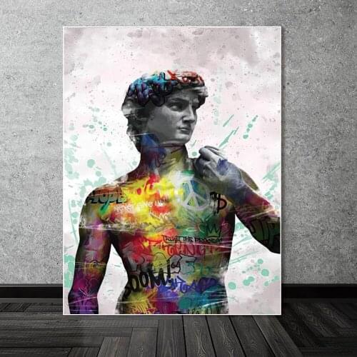 Graffiti David Canvas Paintings on the Wall Art Posters and Prints Portrait of David Street Modern Art Pictures Home Wall Decor