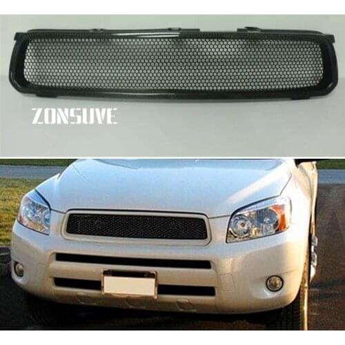 Body Kit Front Bumper Cover Refitting Grill Accessories Carbon Fibre Racing Grille Use For Toyota RAV4 2006 2007 2008