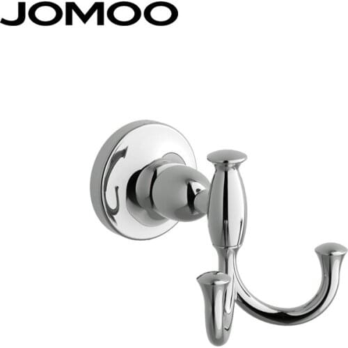JOMOO Robe Hook Nail Install Bathroom Coat Wall Hook Zinc Alloy Adhesive Hook Hanger Holder 2 Hooks Bathroom Accessories