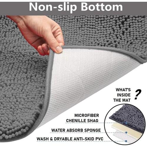 3Pcs/Set Home Bath Mat Non-Slip Bathroom Carpet Soft Solid Color Super Water Absorbent Bathroom Kitchen Mat Cushion Bath Mats