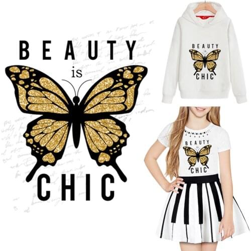 Beauty Butterfly Iroing Stickers For Clothes thermal Transfer Iron On Patches T-shirt Diy Heat Press Appliqued A-level Washable