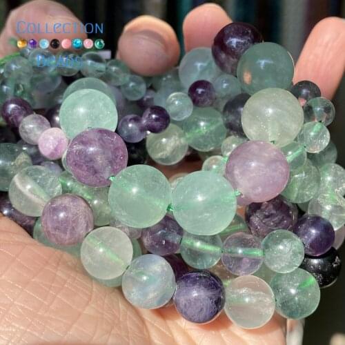 Natural Green fluorite Stone Loose Round Beads For Jewelry Making 4-12 mm Diy Bracelets Accessories 15" Wholesale
