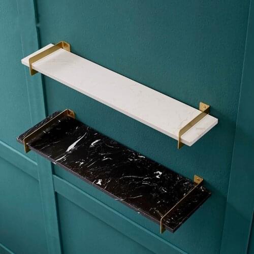 Brass Marble Wall Rack Washbasin Storage Frame Luxury Laminate Floating Shelf 50/60cm Mirror Front Shelf Bathroom Accessories