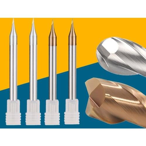 Small CNC end mill 55HRC 60HRC 0.1MM/0.2MM/0.4MM/0.5MM/0.6MM/0.8MM/0.9mm R0.1/R0.2/R0.3/R0.15/R0.35/R0.25/R0.4/R0.45MM 2 Flute