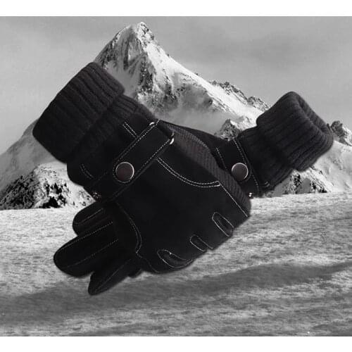 New style mens winter ski gloves outdoor cycling leather gloves for warmth and thicker non-slip