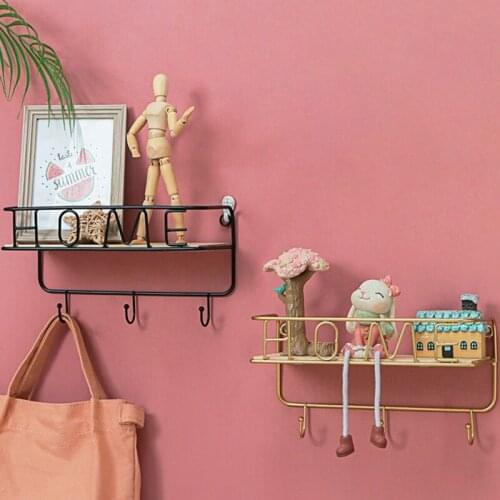Wall Mounted Metal Storage Racks With 3 Hooks For Key Coat Towel Holder Multifunctional Home Wall Decoration Kitchen Accessories