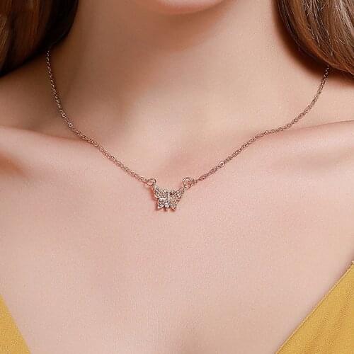 Women Fashion Gold Color Crystal Butterfly Pendant Necklace for Women Sweet Party Clavicle Necklace Jewelry Gifts