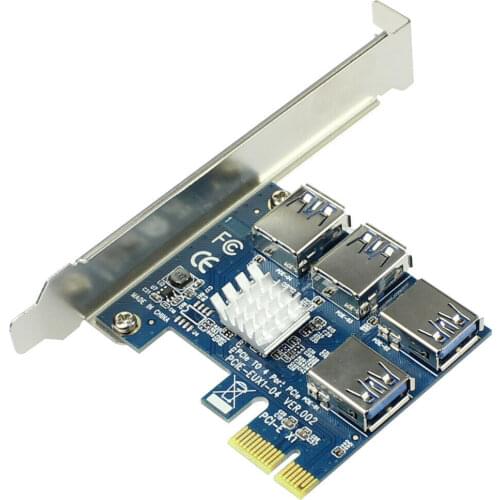 PCI-E to PCI-E Adapter 1 Turn 4 PCI-Express Slot 1x to 16x USB 3.0 Mining Special Riser Card PCIe Converter for BTC Miner Mining