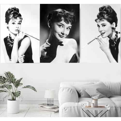 Retro Audrey Hepburn Portrait Motivation Canvas Prints Modern Painting Posters Wall Art Pictures For Living Room Home Decoration
