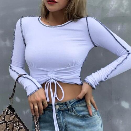 Женские укороченные футболки SICCSAEE China At AliExpress