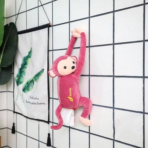 Lovely Animal Plush Monkey Tissue Box Car Hanging Storage Case Interior Decor 2020