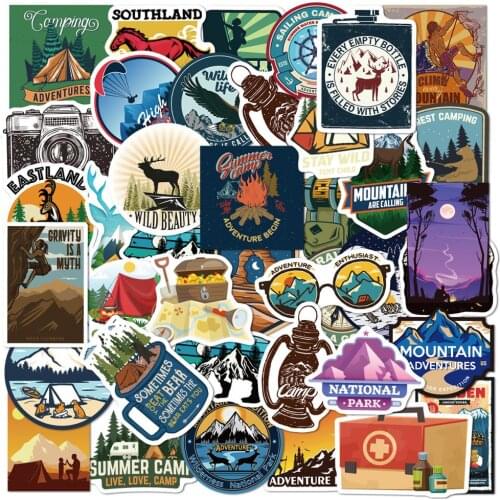 80 Pcs Anime Stickers Camping Landscape Outdoor Adventure Climbing Travel Sticker for Laptop Bicycle Helmet Car Phone Kid Toy