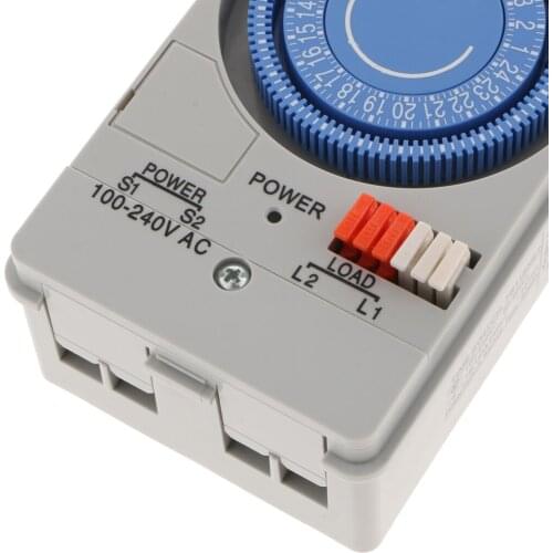 Accurate 24 Hours Mechanical Chronometry Time Switch Timer with Cover AC 110V-240V, DIN RAIL