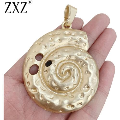 ZXZ 1 Piece Matt Gold Large Seashell Conch Sea Snail Spiral Charms Pendants for Necklace Jewelry Making Findings 78x54mm