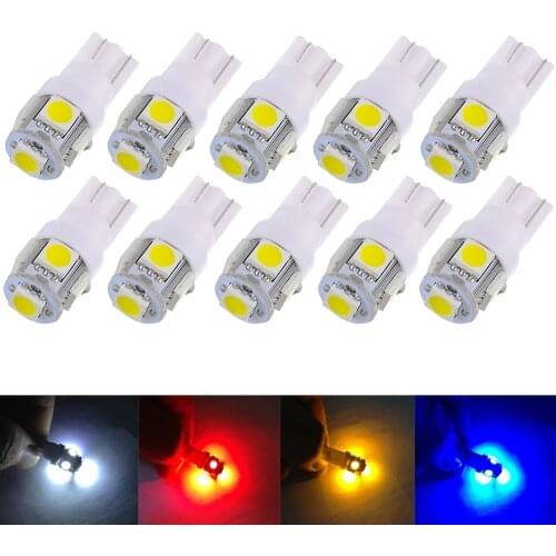 10PCS T10 194 168 w5w Led Car Lights 5050 5smd Super White Red Yellow Bulb Parking Bulb Auto Wedge Clearance Read Lampada