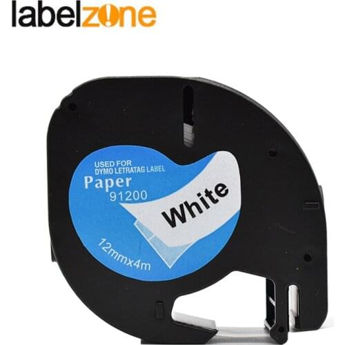 12mm Compatible Dymo Letratag 91200 Paper Label Tapes LT91200 Label Ribbon 12mm*4m Balck on White for DYMO Label Printers