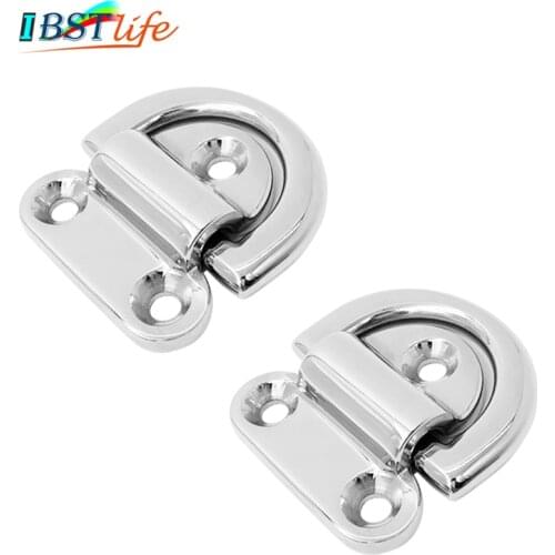 2PCS 6mm Mirror Polish Marine Grade 316 Stainless Steel Boat Lashing D Ring Tie Down Cleat for Yacht Motorboat