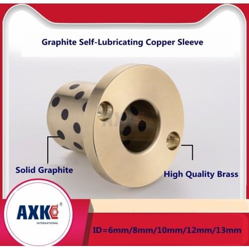 2PCS MPTZ 6mm 8mm 10mm 12mm 13mm Graphite Copper Sleeve Bearing Without Oil Integrated Bushing Round Flange Guide Bush 2 holes