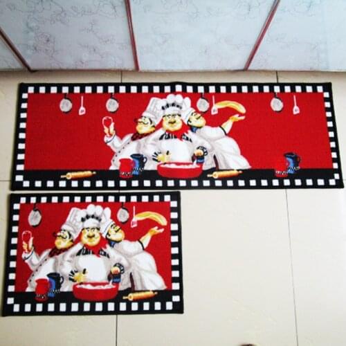 2 Pcs Pack Chef Kitchen Area Rug Anti-Skid Living Bedroom Floor Mat Carpets