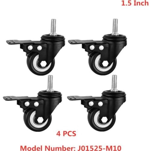 4 Pcs/Lot Casters 1.5-inch Gold Drill Screw Rod Brake Universal Wheel M10 Cm Bearing Silent Clothes Hanger Caster