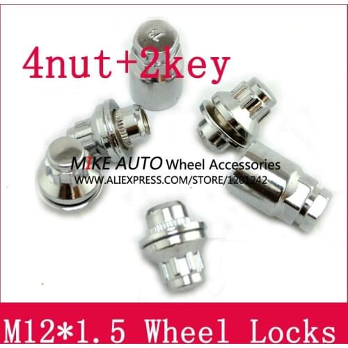 M12x1.5 4PCS Steel Car Wheel Lock Nuts Locking Nuts With Key For Toyota