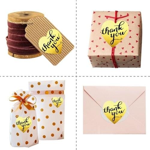 500pcs round thank you Stickers seal labels Gold Cute stickers scrapbooking for Package stationery sticker
