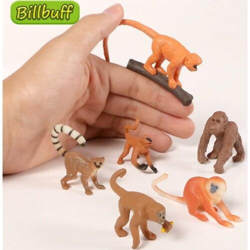 6Pcs Simulation Wild Animal Toy Plastic Action PVC Model Baboon Monkey Figures Collection Doll Toy for children Educational Gift