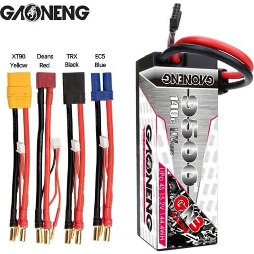 GNB GAONENG 9500mAh 4S 15.2V 140C/280C Hardcase LiPo LiHV Battery XT90 Connector for 1:8 1/8 RC Car Four Drive Off-Road Boat